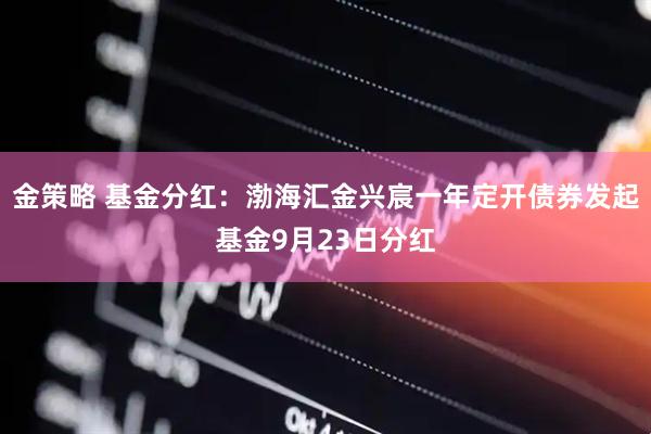 金策略 基金分红：渤海汇金兴宸一年定开债券发起基金9月23日分红