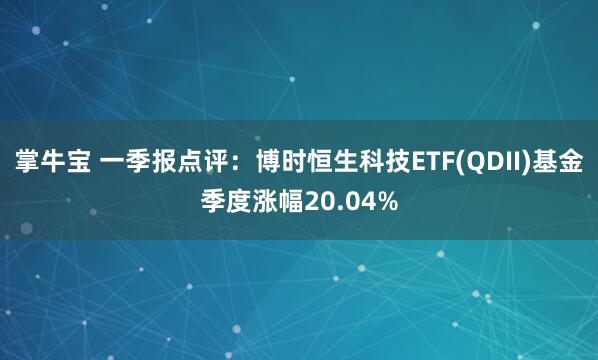掌牛宝 一季报点评：博时恒生科技ETF(QDII)基金季度涨幅20.04%